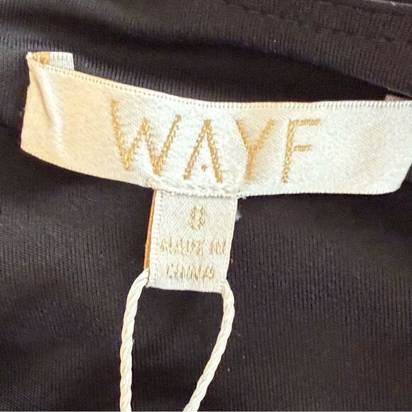 Wayf Black Stretch Satin Ruched Midi Bodycon Dress NWT - Picture 7 of 7